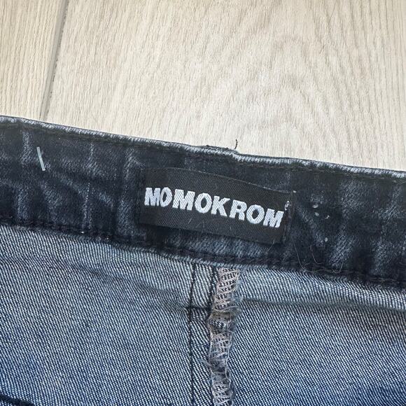 Dolls Kill Momokrom Shadow Caster black asymmetric high waisted denim skirt US 4 - Picture 4 of 4